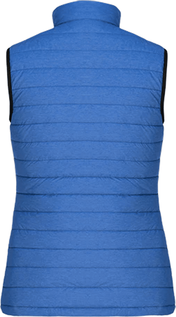 Am image of a Custom CX2 Inuvik Ladies Lightweight Puffy Vest in Blue Heather!