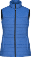 Am image of a Custom CX2 Inuvik Ladies Lightweight Puffy Vest in Blue Heather!