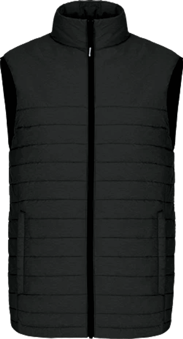 Am image of a Custom CX2 Inuvik Mens Lightweight Puffy Vest in Black Charcoal Heather!