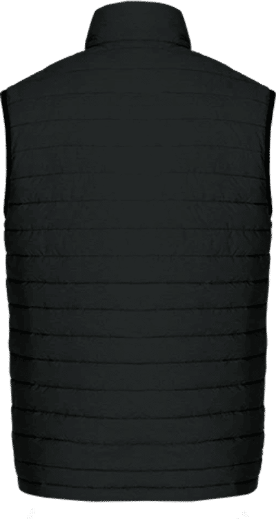 Am image of a Custom CX2 Inuvik Mens Lightweight Puffy Vest in Black Charcoal Heather!