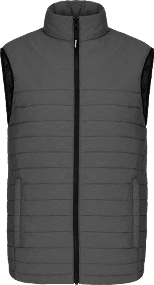 Am image of a Custom CX2 Inuvik Mens Lightweight Puffy Vest in Grey Heather!