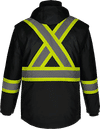 Am image of a Custom CX2 Kenworth 5 in 1 Hi Vis Coat in Black!