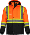 Am image of a Custom CX2 Kenworth 5 in 1 Hi Vis Coat in Hi Vis Orange!
