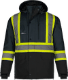 Am image of a Custom CX2 Kenworth 5 in 1 Hi Vis Coat in Navy!