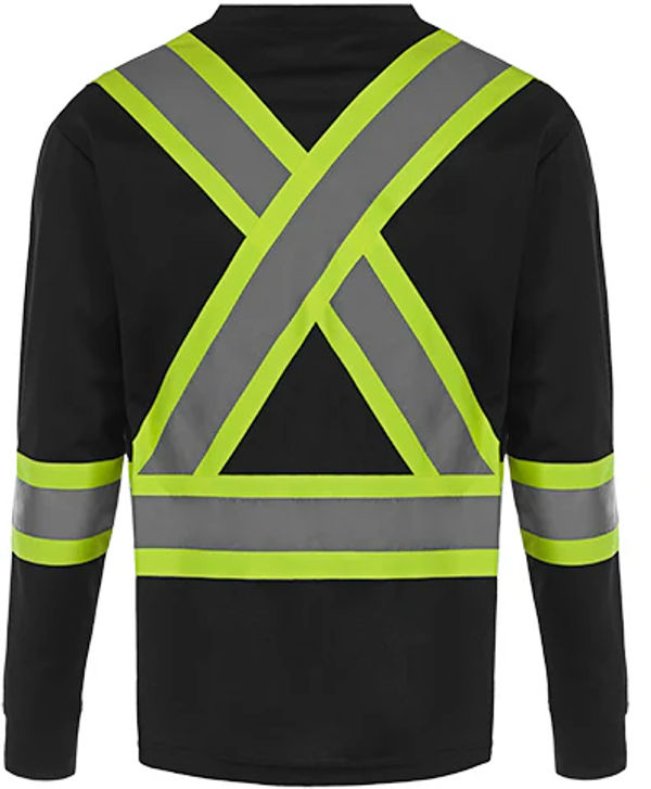 Am image of a Custom CX2 Lookout Hi Vis Safety Long Sleeve Shirt in Black!