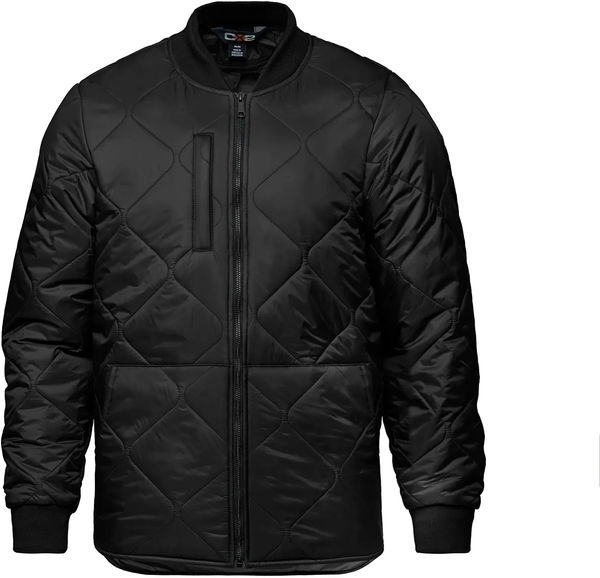 Am image of a Custom CX2 Nomad Stylized Quilted Freezer Jacket in Black!