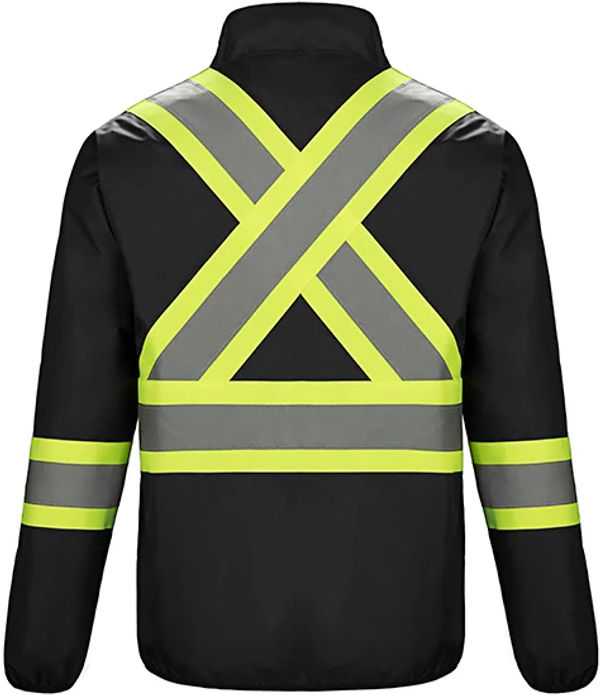 Am image of a Custom CX2 Safeguard Hi Vis Reversible Jacket in Black!