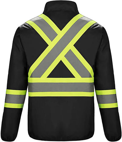 Am image of a Custom CX2 Safeguard Hi Vis Reversible Jacket in Black!