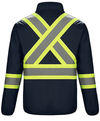 Am image of a Custom CX2 Safeguard Hi Vis Reversible Jacket in Navy!