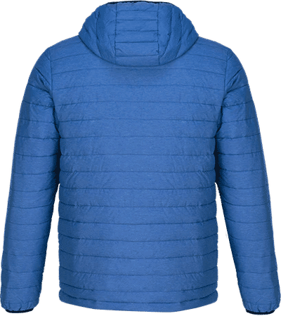 Am image of a Custom CX2 Yukon Mens Lightweight Puffy Jacket in Blue Heather!