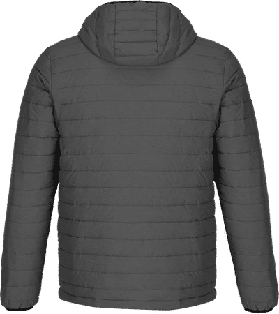 Am image of a Custom CX2 Yukon Mens Lightweight Puffy Jacket in Grey Heather!
