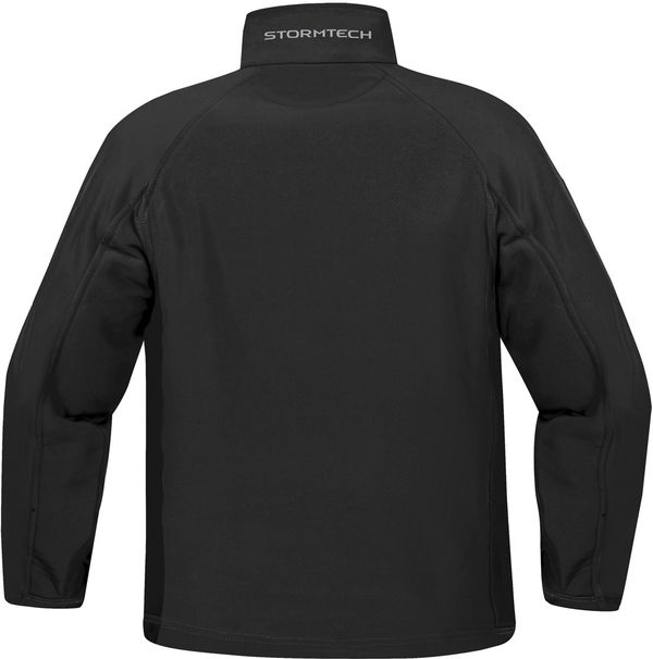 Am image of a Custom Stormtech Mens Crew Bonded Shell in BLACK / BLACK!