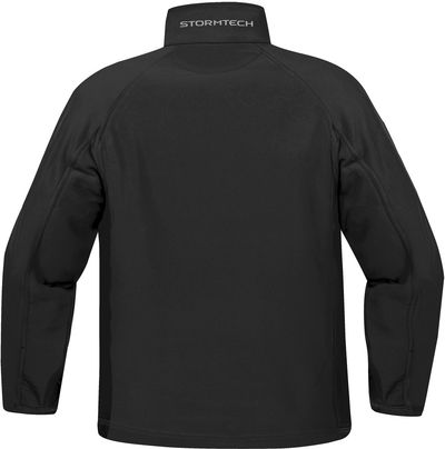 Am image of a Custom Stormtech Mens Crew Bonded Shell in BLACK / BLACK!