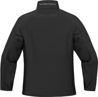 Am image of a Custom Stormtech Womens Crew Bonded Shell in BLACK / BLACK!