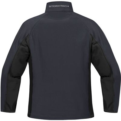 Am image of a Custom Stormtech Womens Crew Bonded Shell in NAVY / BLACK!