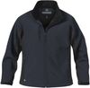 Am image of a Custom Stormtech Womens Crew Bonded Shell in NAVY / BLACK!
