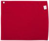 Am image of a Custom Velour Hemmed Towel with Grommet & Hook in Red!