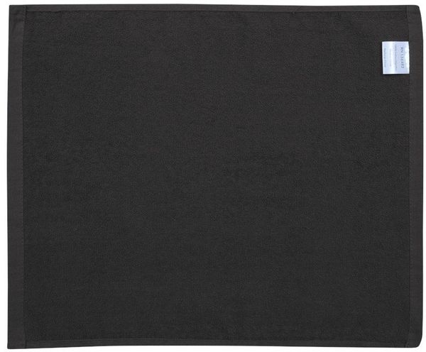 Am image of a Custom Velour Hemmed Towel in Black!