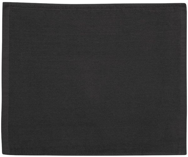Am image of a Custom Velour Hemmed Towel in Black!