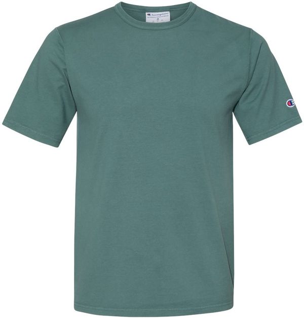 Am image of a Custom Champion Adult Garment Dyed Short Sleeve Tee in Cactus!