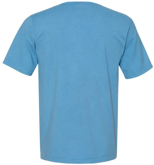 Am image of a Custom Champion Adult Garment Dyed Short Sleeve Tee in Delicate Blue!