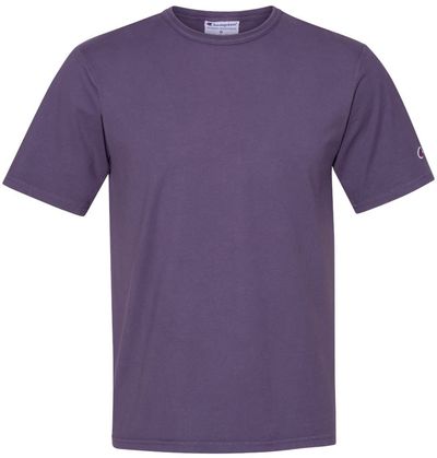 Am image of a Custom Champion Adult Garment Dyed Short Sleeve Tee in Grape Soda!