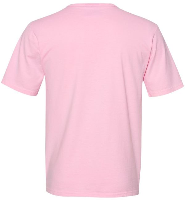 Am image of a Custom Champion Adult Garment Dyed Short Sleeve Tee in Pink Candy!
