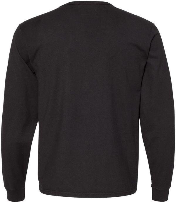 Am image of a Custom Champion Adult Garment Dyed Long Sleeve Tee in Black!