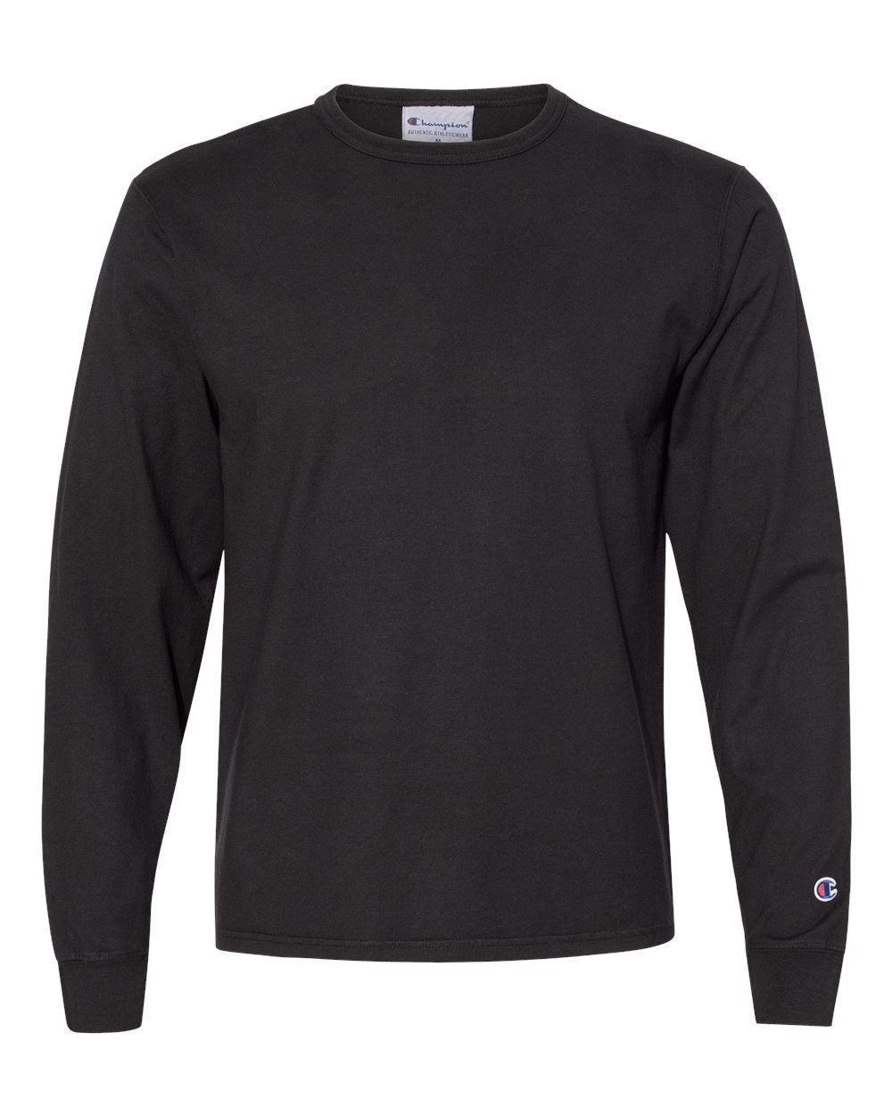 Champion Adult Garment Dyed Long Sleeve Tee in Black