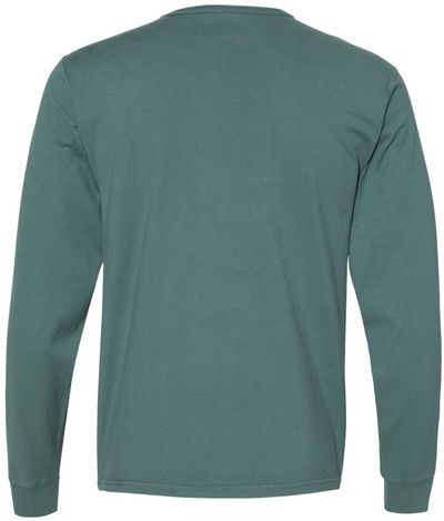 Am image of a Custom Champion Adult Garment Dyed Long Sleeve Tee in Cactus!