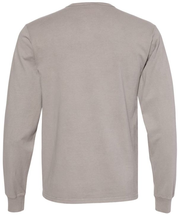 Am image of a Custom Champion Adult Garment Dyed Long Sleeve Tee in Concrete!