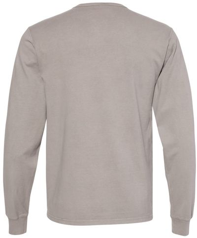 Am image of a Custom Champion Adult Garment Dyed Long Sleeve Tee in Concrete!