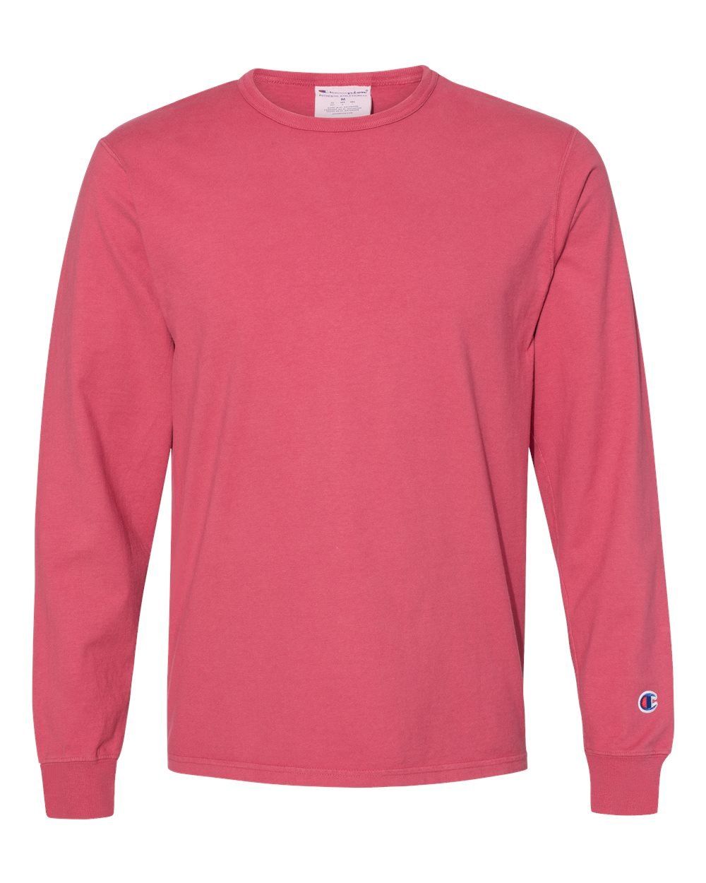 Champion Adult Garment Dyed Long Sleeve Tee in Crimson