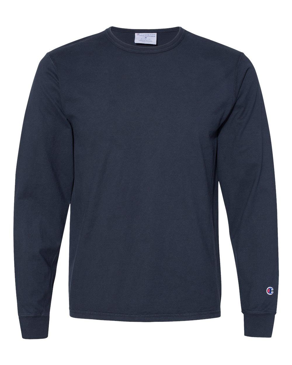 Champion Adult Garment Dyed Long Sleeve Tee in Navy