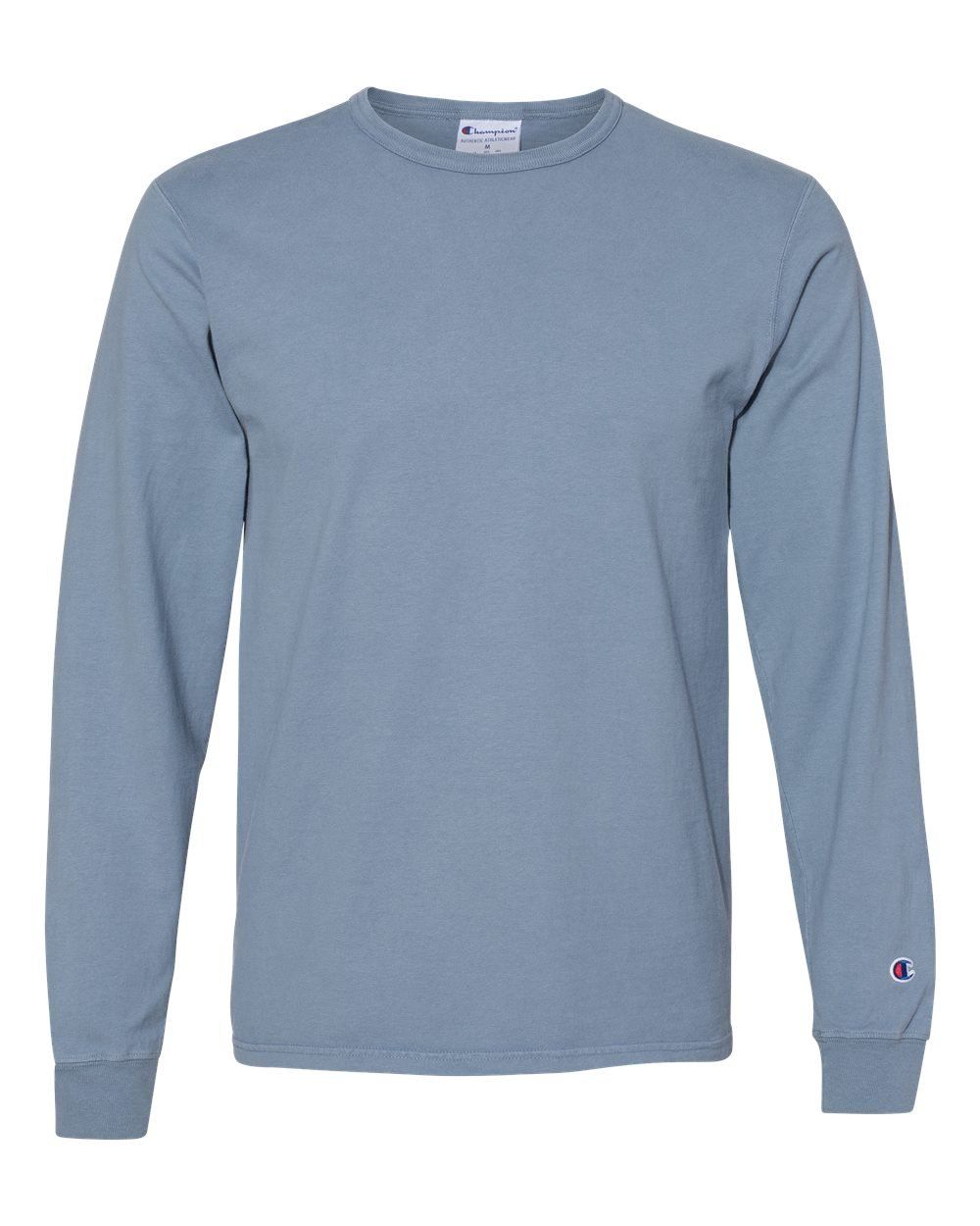 Champion Adult Garment Dyed Long Sleeve Tee in Saltwater