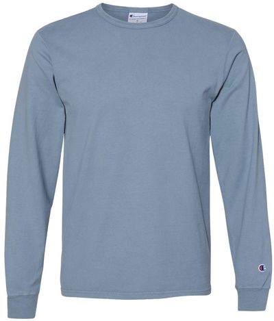 Am image of a Custom Champion Adult Garment Dyed Long Sleeve Tee in Saltwater!
