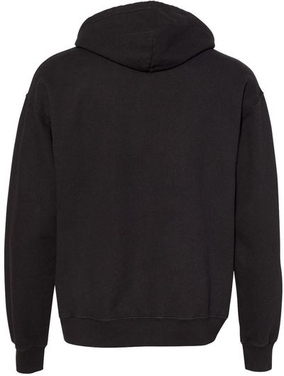 Am image of a Custom Champion Adult Garment Dyed Fleece Hoodie in Black!