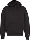 Am image of a Custom Champion Adult Garment Dyed Fleece Hoodie in Black!