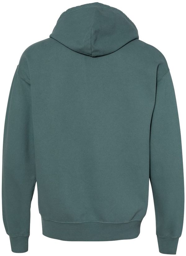 Am image of a Custom Champion Adult Garment Dyed Fleece Hoodie in Cactus!