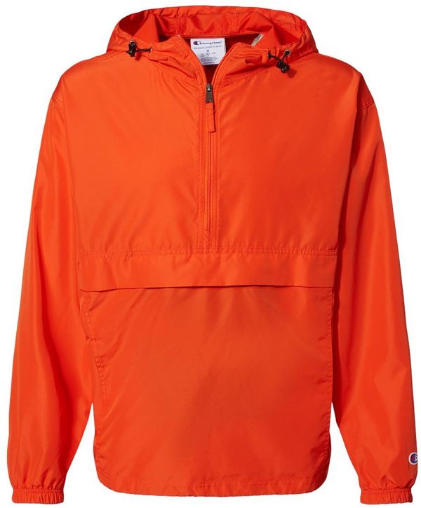 Am image of a Custom Champion Packable Anorak Jacket in Orange!