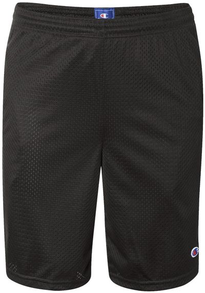 Am image of a Custom Champion Adult Mesh Short with Pockets 9 Inch in Black!