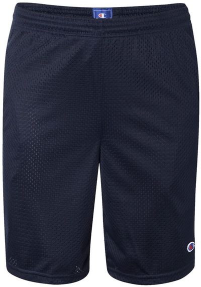 Am image of a Custom Champion Adult Mesh Short with Pockets 9 Inch in Navy!