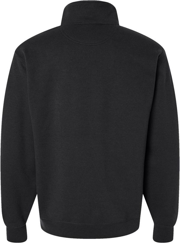 Am image of a Custom Champion Powerblend Quarter Zip Sweatshirt in Black!