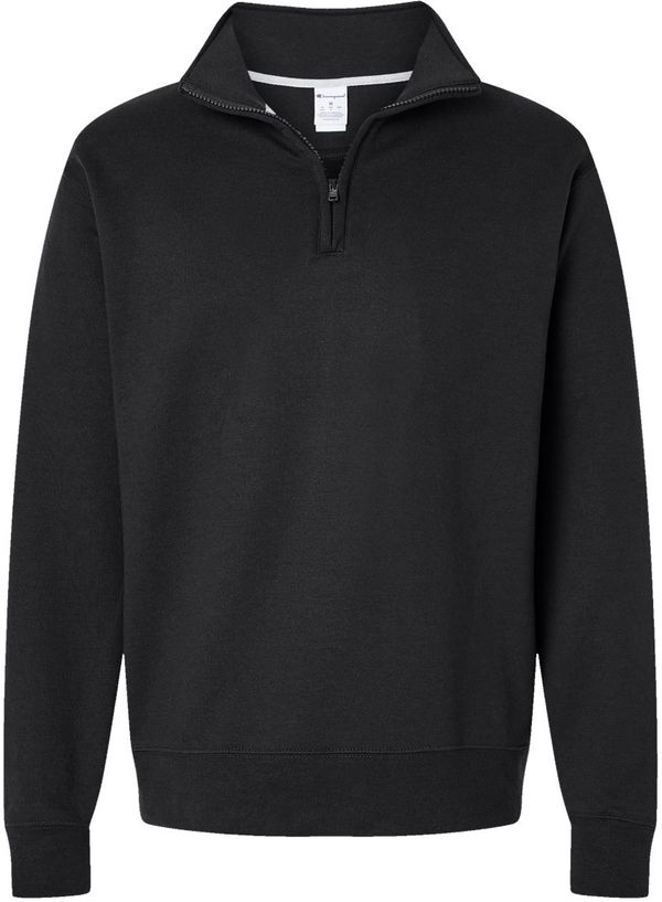 Am image of a Custom Champion Powerblend Quarter Zip Sweatshirt in Black!
