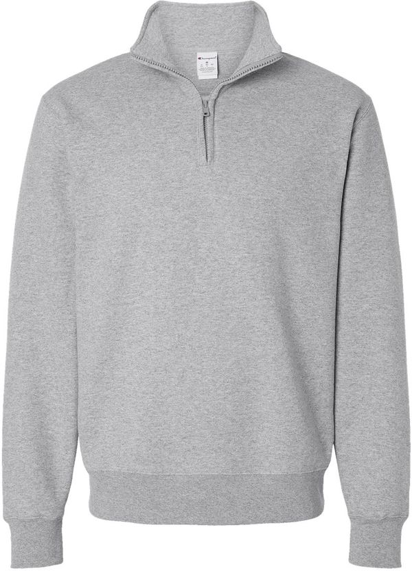 Am image of a Custom Champion Powerblend Quarter Zip Sweatshirt in Light Steel!