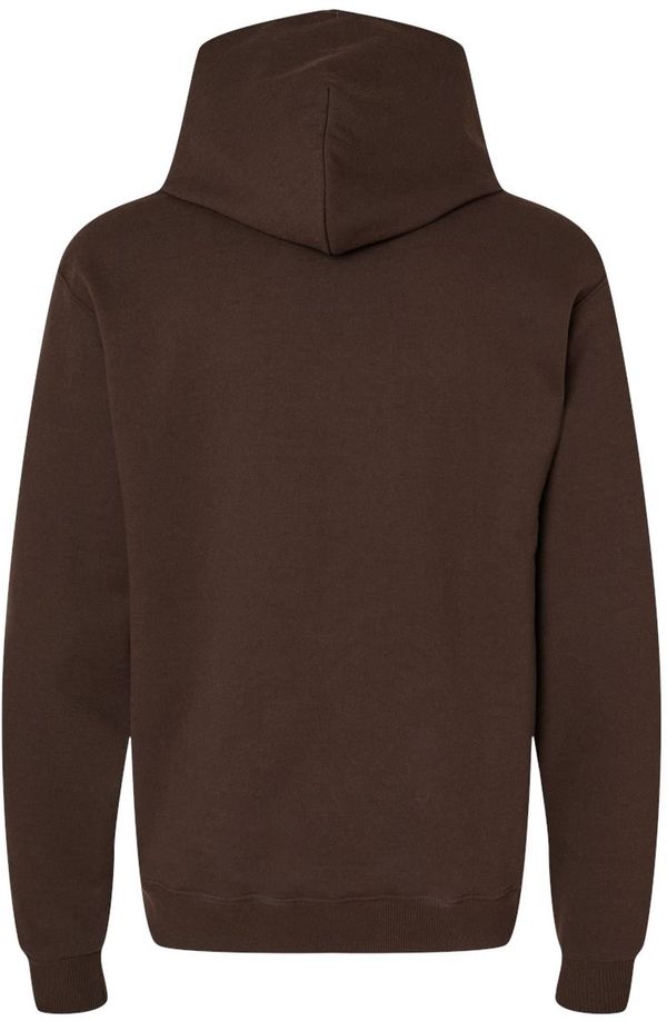 Am image of a Custom Champion Adult Powerblend® Hooded Sweatshirt in Chocolate Brown!