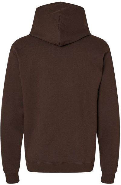 Am image of a Custom Champion Adult Powerblend® Hooded Sweatshirt in Chocolate Brown!
