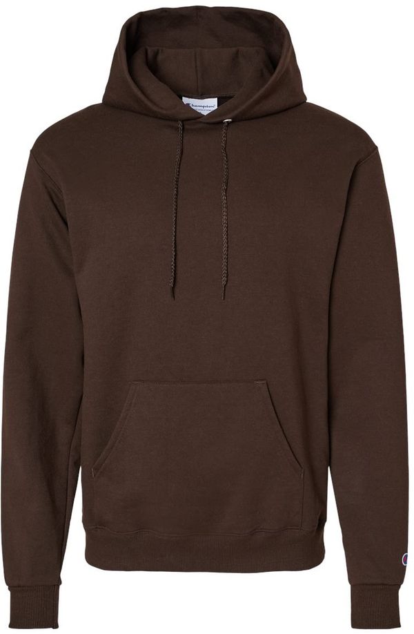 Am image of a Custom Champion Adult Powerblend® Hooded Sweatshirt in Chocolate Brown!