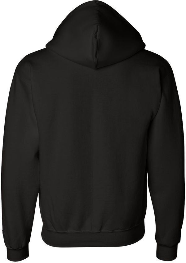 Am image of a Custom Champion Adult Powerblend® FullZip Hooded Sweatshirt in Black!