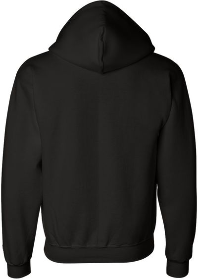 Am image of a Custom Champion Adult Powerblend® FullZip Hooded Sweatshirt in Black!
